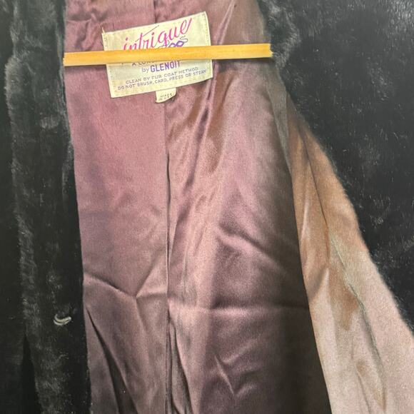 Vintage Union Made in USA 1960's Size 16 Intrigue Glenoit Black Faux Fur Coat - Picture 6 of 8